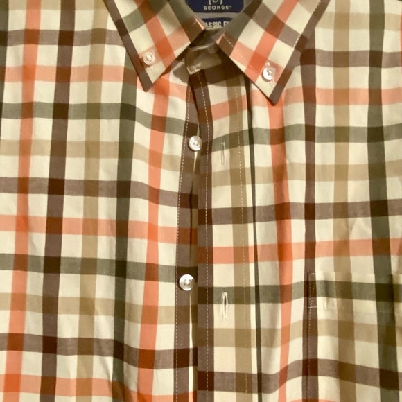 George Orange and Brown Plaid Button-Down Shirt - Picture 2 of 7